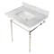Fauceture KVPB3022M8SQ6 30" Console Sink with Brass Legs (8-Inch, 3 Hole), Marble White/Polished Nickel KVPB3022M8SQ6 - alternate 1
